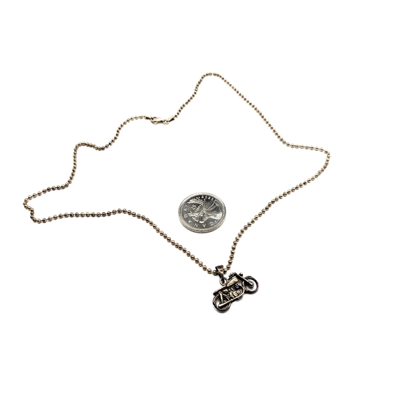 Sterling Silver Motorcycle Pendant and Sterling Silver Ball Chain - Picture 3 of 3